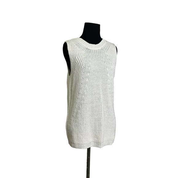 Philosophy Ivory Crew Neck Sleeveless Cable Knit Sweater M - Picture 10 of 12